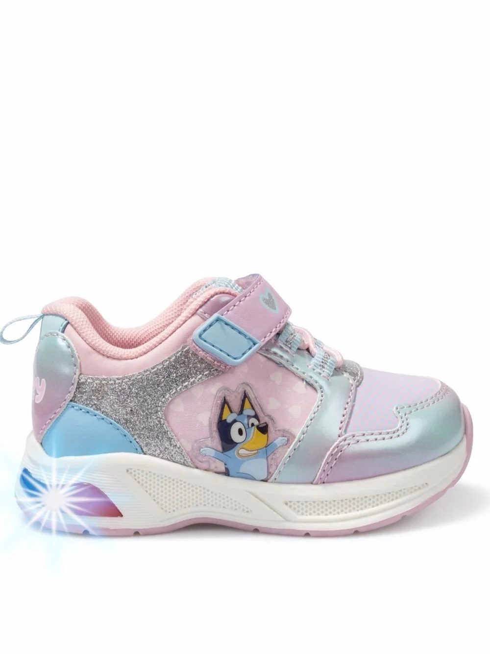 Bliss Kids Pastel Heart Light-Up Sneakers - Pink, Blue & Purple
